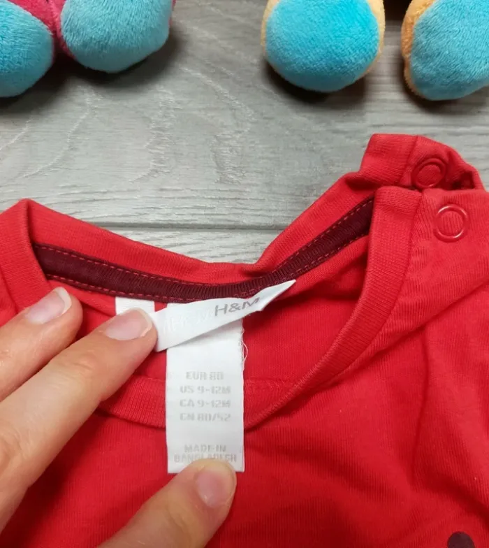 T-shirt manches longues Latest edition rouge bébé garçon 9-12 mois H&M - photo numéro 3