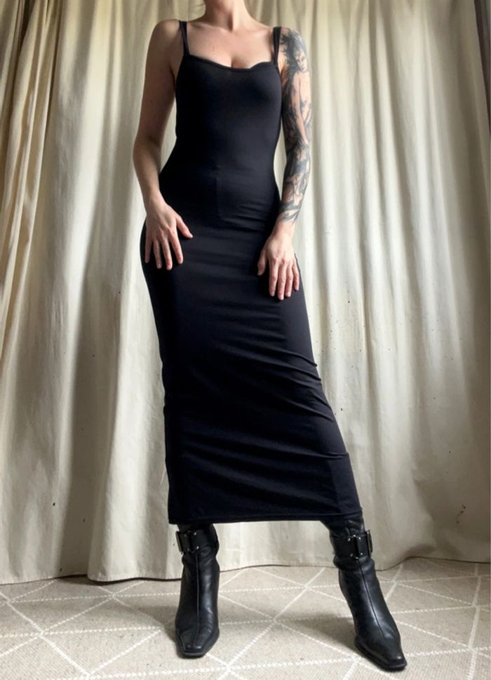 Robe slip on noire iconique vintage made in France 🇫🇷 90s Goth - Taille S - photo numéro 5