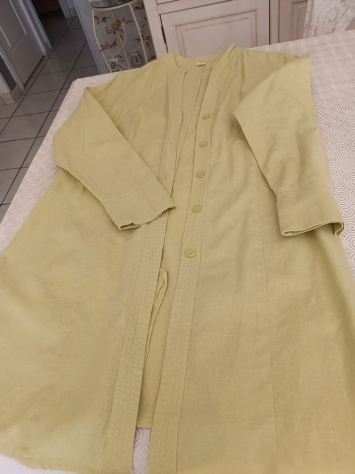Veste longue T 38/40 vert anis - photo numéro 4