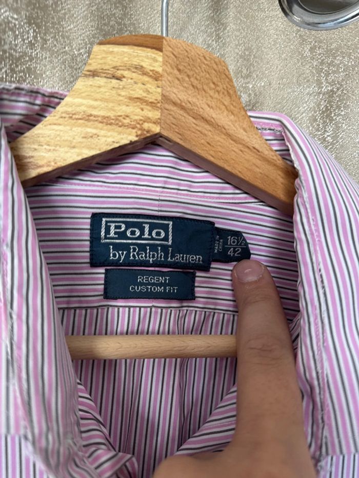 Chemise rayée Ralph Lauren homme – Taille 42/XL – Violet clair - photo numéro 4