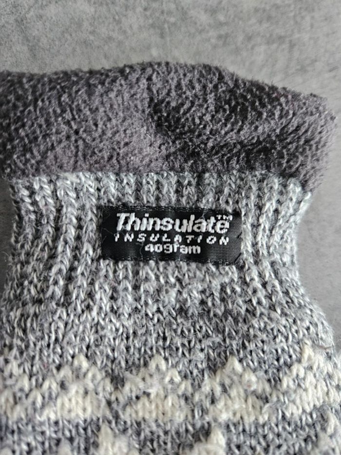 Gants thermique d'hiver en tricot nordique doublés polaire - Thinsulate - Taille Unique - Gris - photo numéro 2