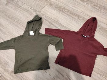Lot 2 tee shirt manches longues à capuche Zara 9/12mois 80cm