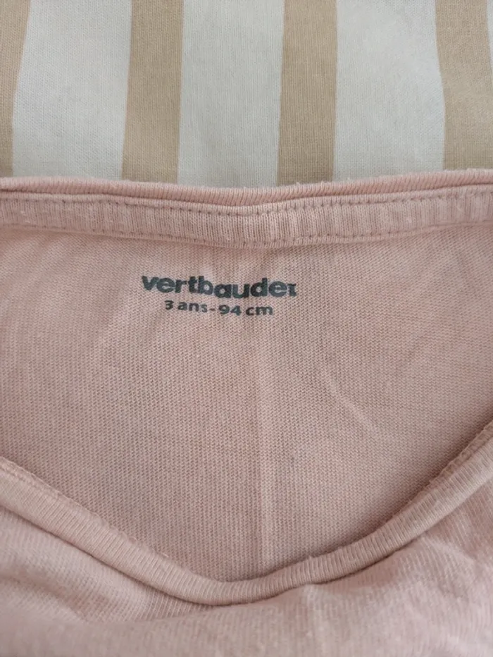 T-shirt Vertbaudet Rose "Cute Rabbit" avec Pompon - 3 Ans - (Taché) - photo numéro 3