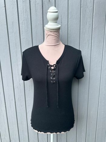 Haut noir manches courtes basic décolleté fb sister 40/L