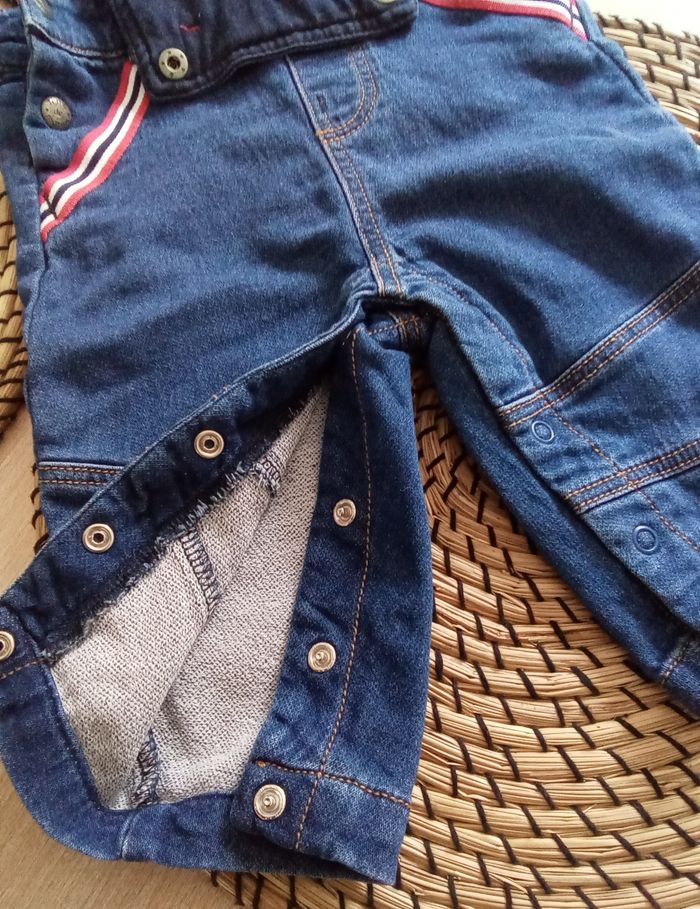 Ensemble salopette jean + tee shirt marin Terre de Marins taille 6 mois - photo numéro 4