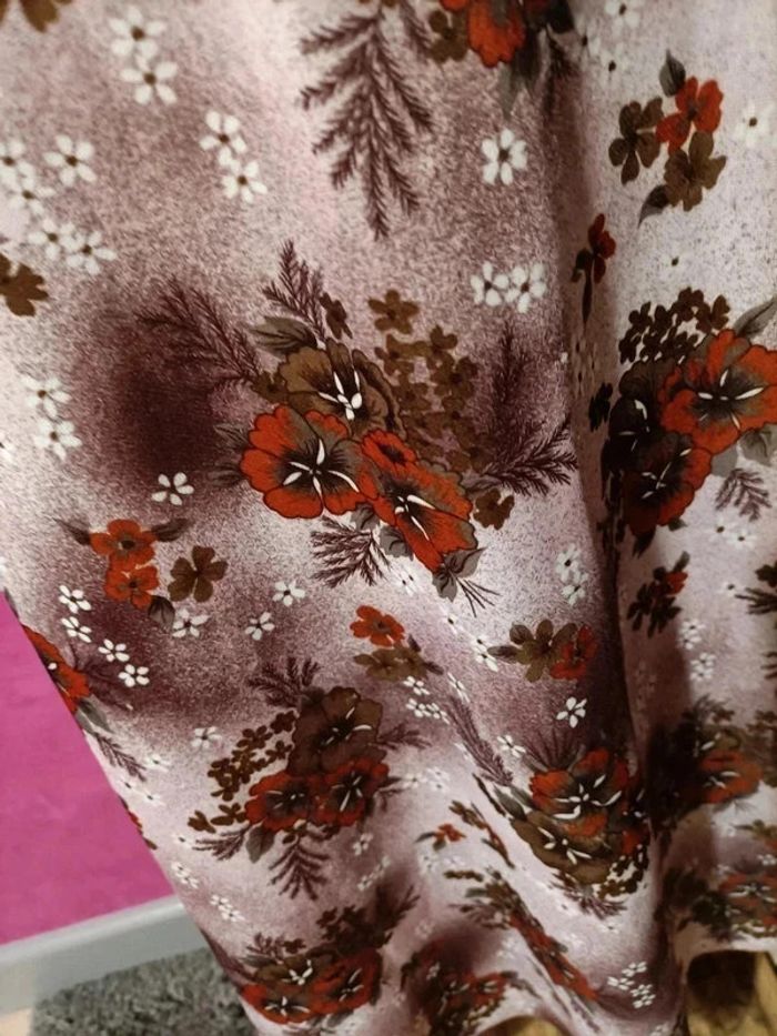 Jupe taille marquée style bohème fleurs vintage années 70 faite main taille 40 - photo numéro 9