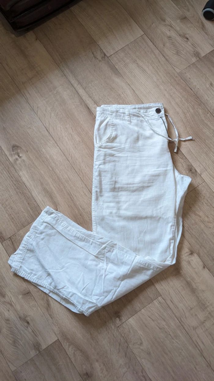 Pantalon en Toile Blanc 40
