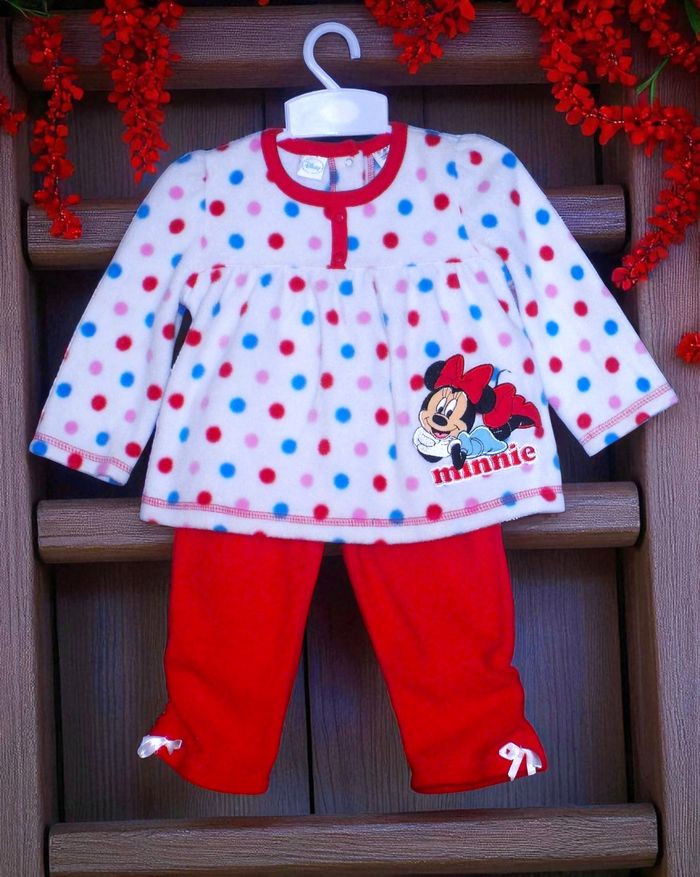 DISNEY - NEW - ENSEMBLE 2P BÉBÉ FILLE TYPE POLAIRE BRODERIE MINNNIE & NOEUDS 18M - photo numéro 4