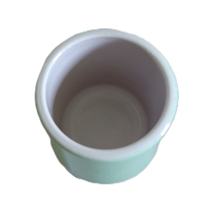 4 pots de yaourt vert pâle. La Fermière. Grès - photo numéro 4