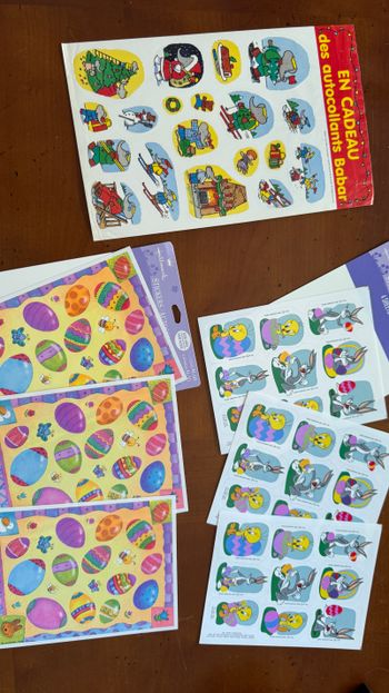 Autocollants Babar, Titi, oeufs de paques