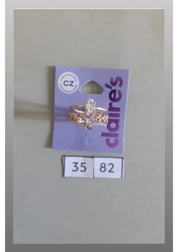 Lot de 3 bagues dorées avec du zirconium carré Taille L Claire's