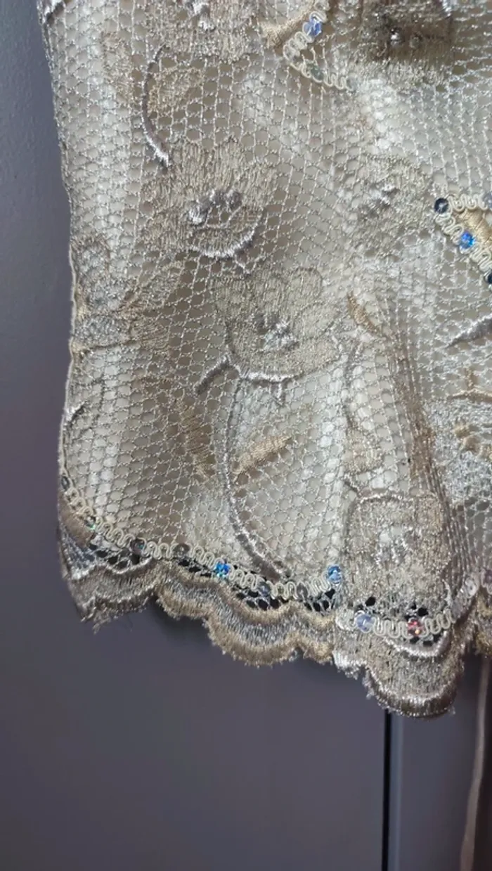 Corset beige broderie et dentelle, Yifalis Paris made in France - photo numéro 4