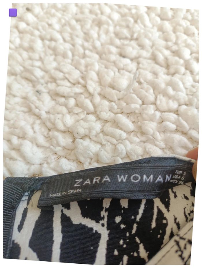 Haut noir et blanc graphique Zara Woman - S vintage cintré 80s - photo numéro 3