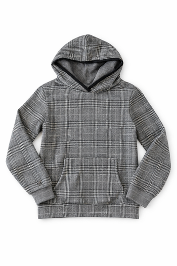 Sweat fille à capuche, 12 ans, carreaux pailleté et argenté. Liberto