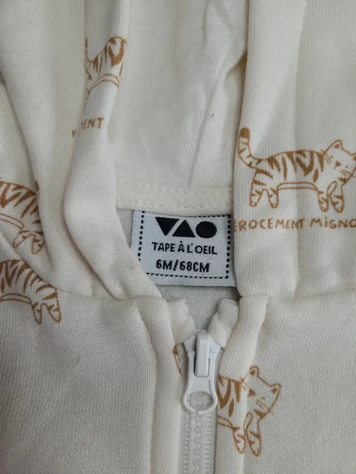 👶Sweat zippé Tape A l'Oeil taille 6mois-68cm👶 - photo numéro 4