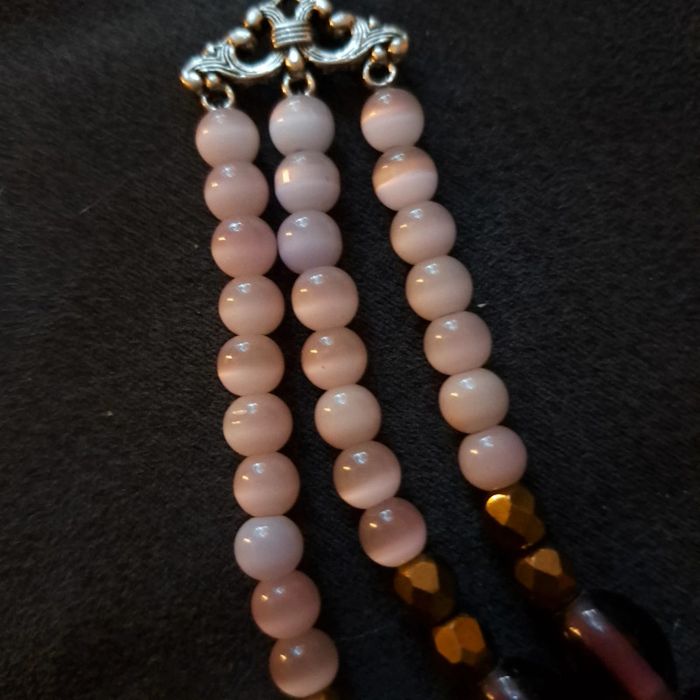 Collier chic multi rang violet rose bronze - photo numéro 8