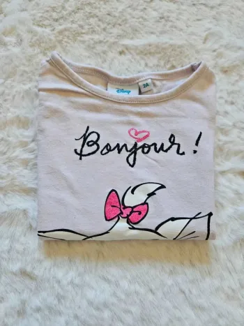 💗 T-shirt fille manches longues Disney Marie Les Aristochats rose 2 ans (86 cm) 💗
