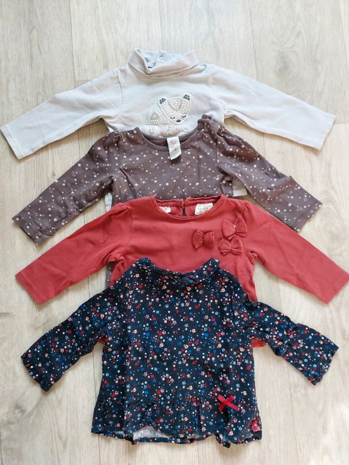 Lot fille 9M 4 hauts Zara, Sergent Major, Obaibi