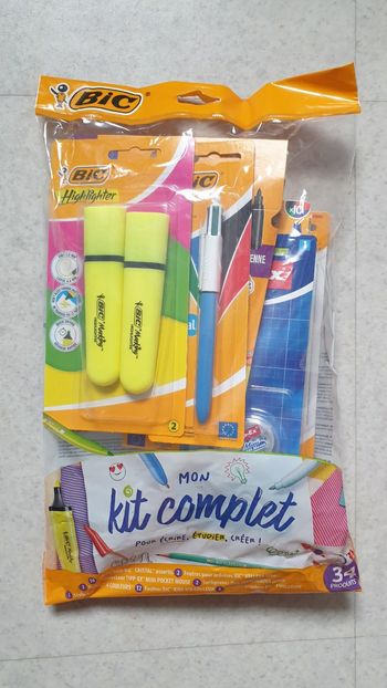 Neuf lot fournitures scolaires Bic stylos feutres crayons tipp-ex stabilo