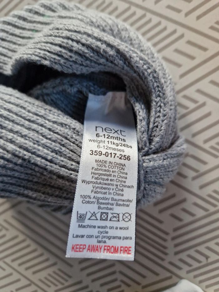 Bonnet fille Next tricoté gris 6-12 mois - photo numéro 3
