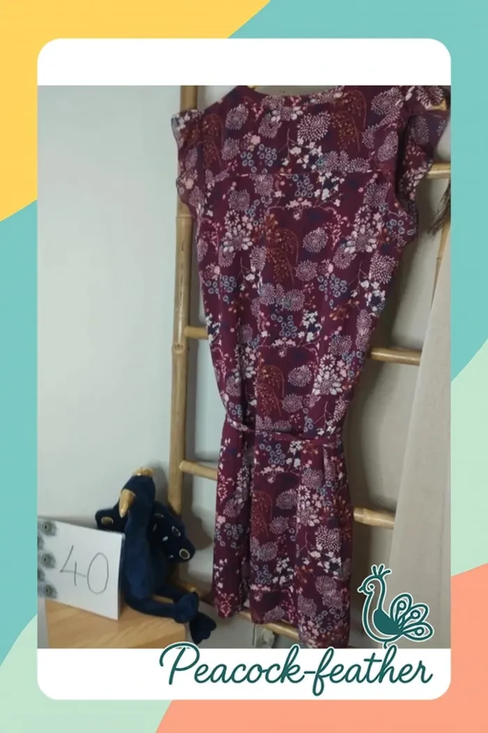 Robe fleurie bordeaux 40 la halle - photo numéro 8