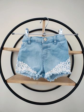 6 9 mois short en jean avec effet dentelle