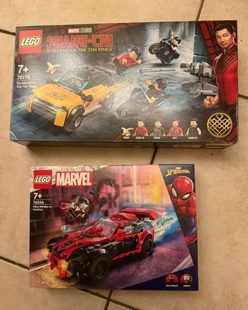 LOT LEGO Marvel voitures : 76176 Shang-Chi : Escape From The Ten Rings , 76244 MILES MORALES VS. MORBIUS