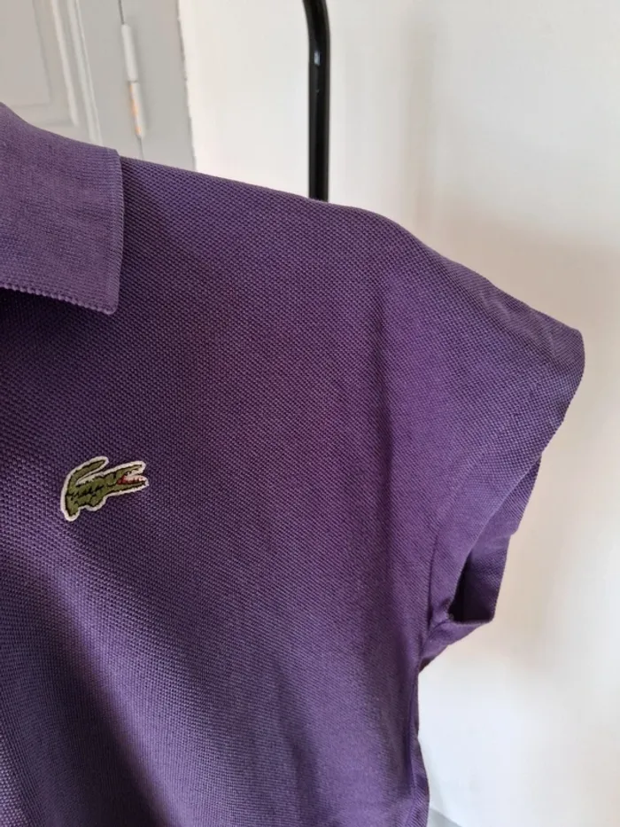 Polo violet vintage - Lacoste - 42 - photo numéro 4