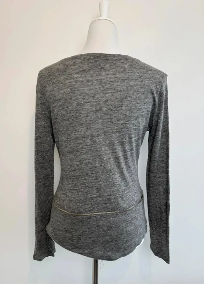 T-shirt Claudie Pierlot en lin longues manches taille 2 soit M parfait état - photo numéro 4