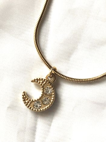 Collier Pendentif Rigide Minimaliste Breloque Petit Lune Pierres Zircon Bijou Doré Fantaisie Femmes