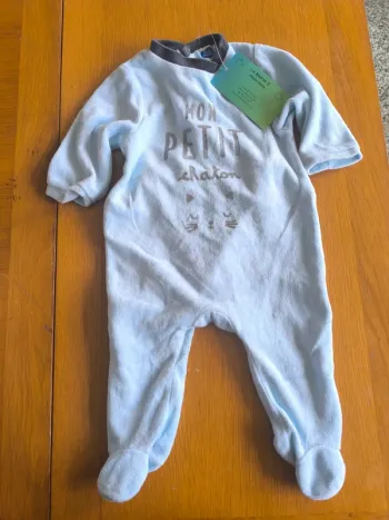 306354 pyjama bleu garçon 3 mois mots d'enfant