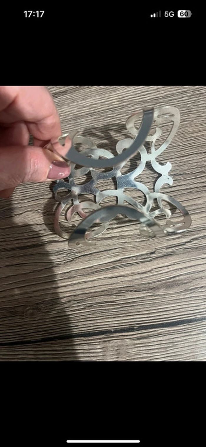 Lot de 3 bracelets manchettes argentés réglables - photo numéro 3