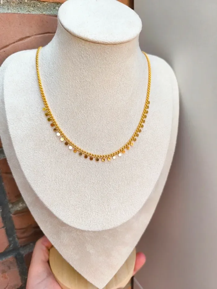 Collier doré avec franges pampilles rondes - photo numéro 4