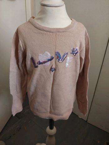 Pull fin rose pâle taille 6 ans