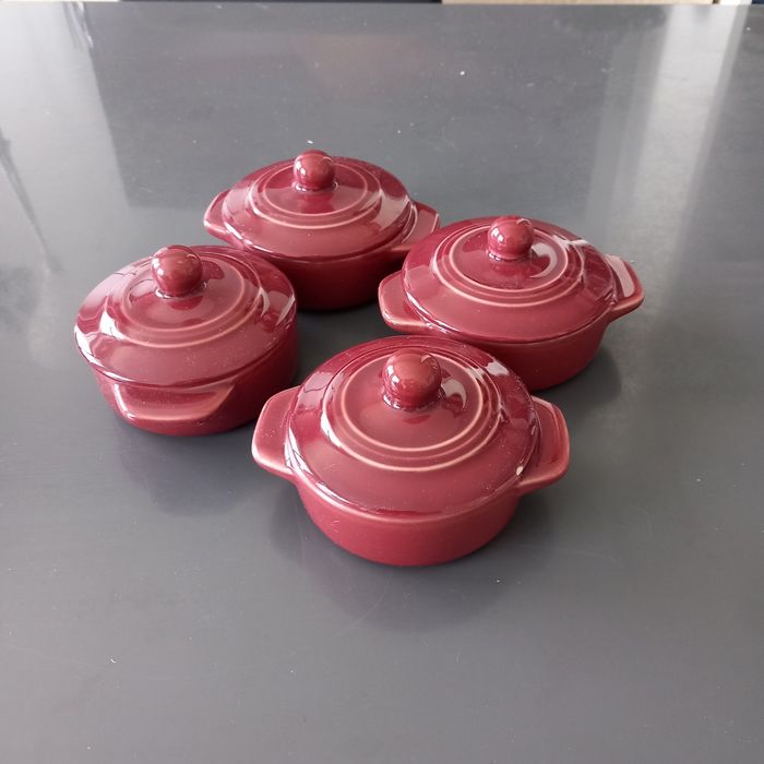 Lot de 4 mini-cocottes couleur bordeaux - photo numéro 3