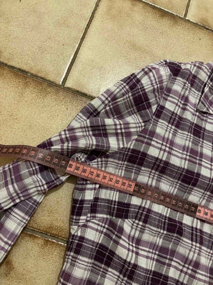 Chemisier à carreaux blanc et violet Taille 4XL / 48 - photo numéro 8