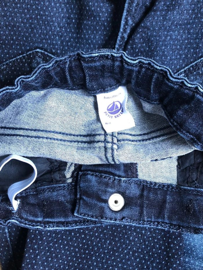 Pantalon en denim avec taille ajustable sérigraphié Petit bateau T-6 ans - photo numéro 4