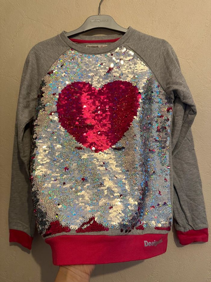 Sweat sequins magique imprimée à cœur fille 11-12 ans Desigual - photo numéro 2