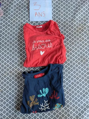 Tee shirt manches courtes bébé fille 3 ans