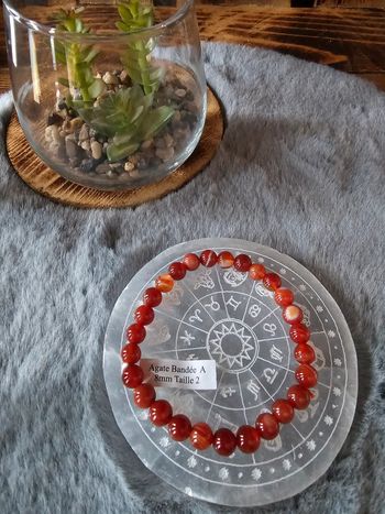 Bracelet Boule 08mm Agate Bandée A (Taille 2) - spécial poignet fort