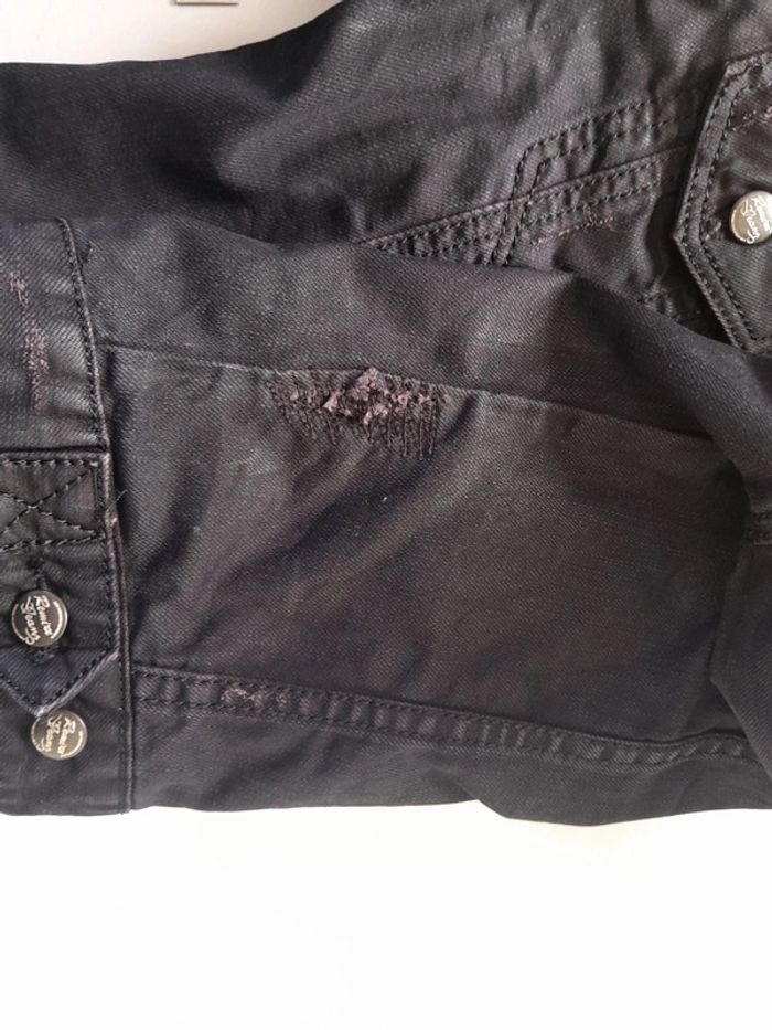 Petite veste en jean noire effet usée Remixx taille m - photo numéro 9