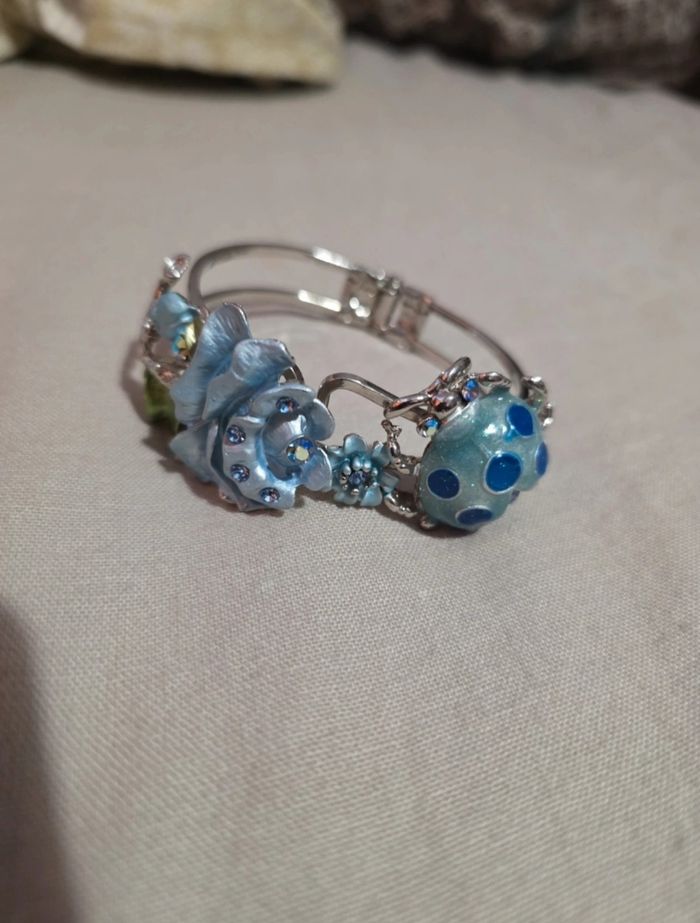 Bracelet vintage en acier bleu - photo numéro 2