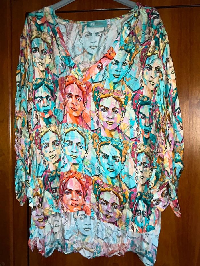 Tunique/blouse manches longues multicolore April Vintage 38-40