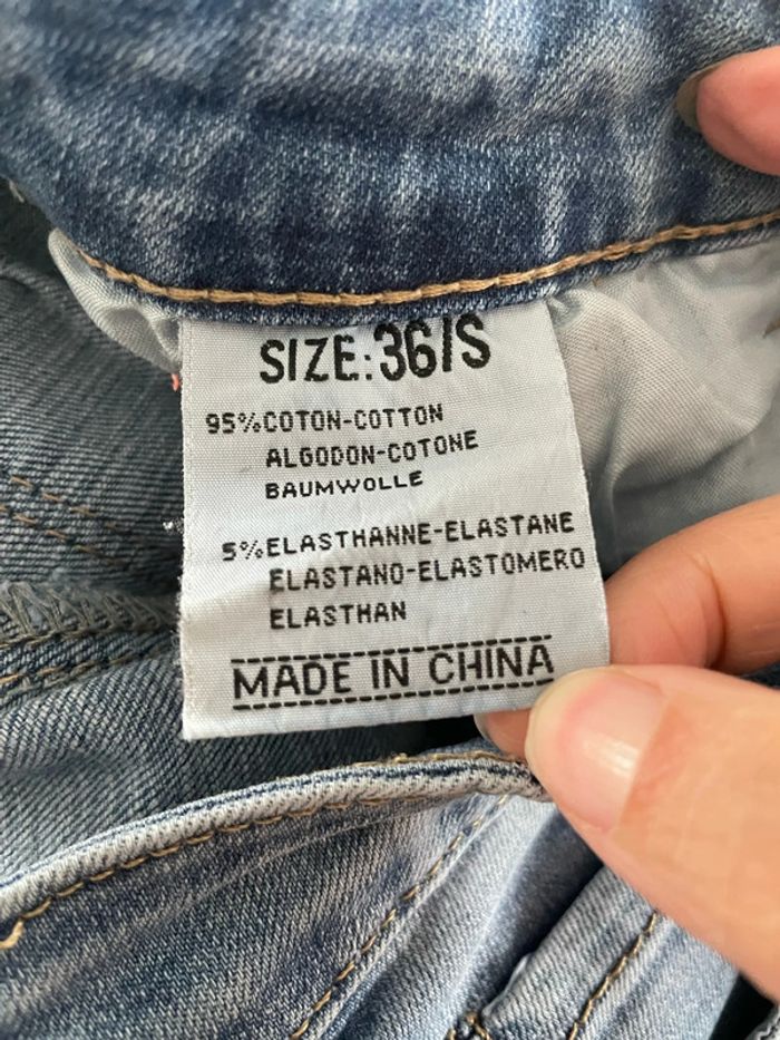 Jean ultra extensible bleu taille haute coupe skinny effet déchiré Miss Bon taille 36 - photo numéro 8