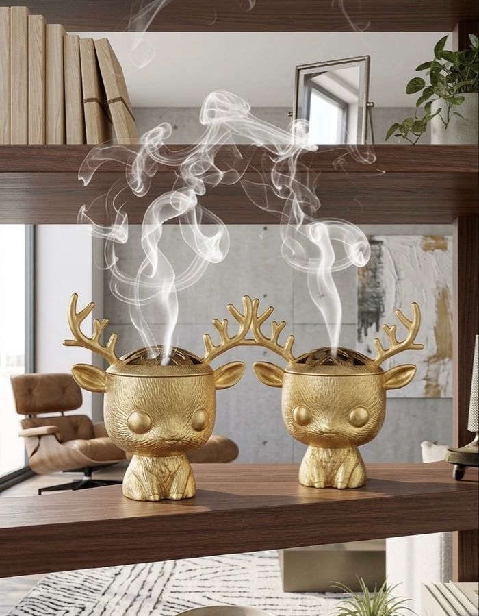 Brûleurs d’encens cerfs kawaii doré