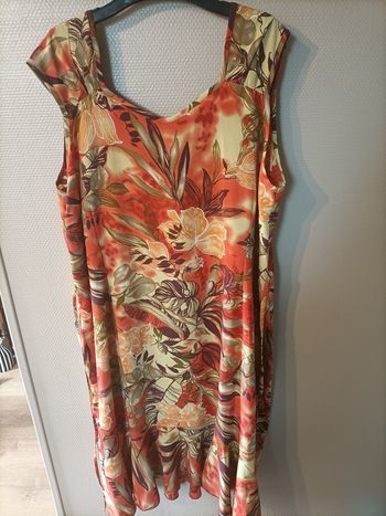 Robe fleuri mi longue orange