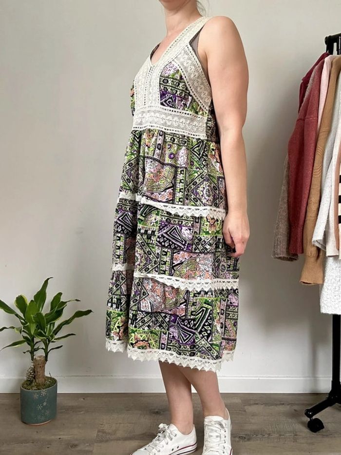 Corte Hindu Robe midi verte à crochet – Taille 38 – Très bon état - photo numéro 4