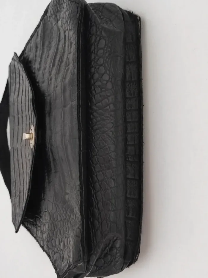 Pochette noir cuir imitation écaille 80-90 / JW - 22x21x5cm - photo numéro 5