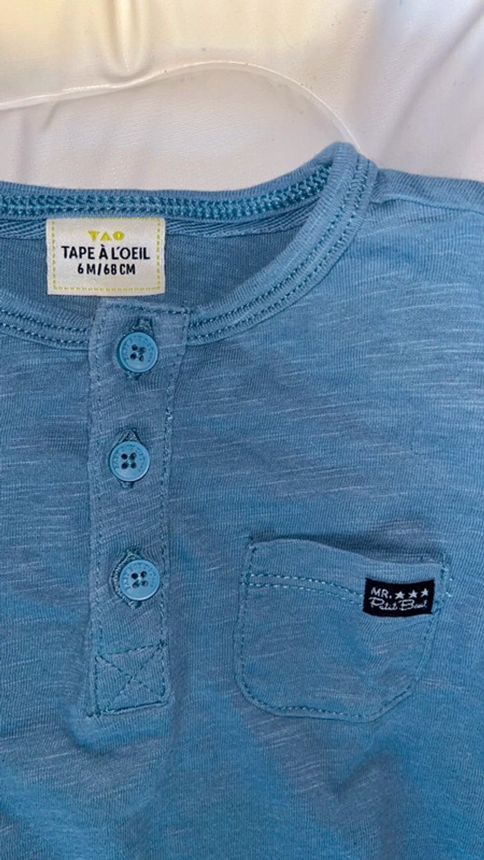 Lot 2 tee shirt bleu superman 6mois H&M / tape a l’œil - photo numéro 2