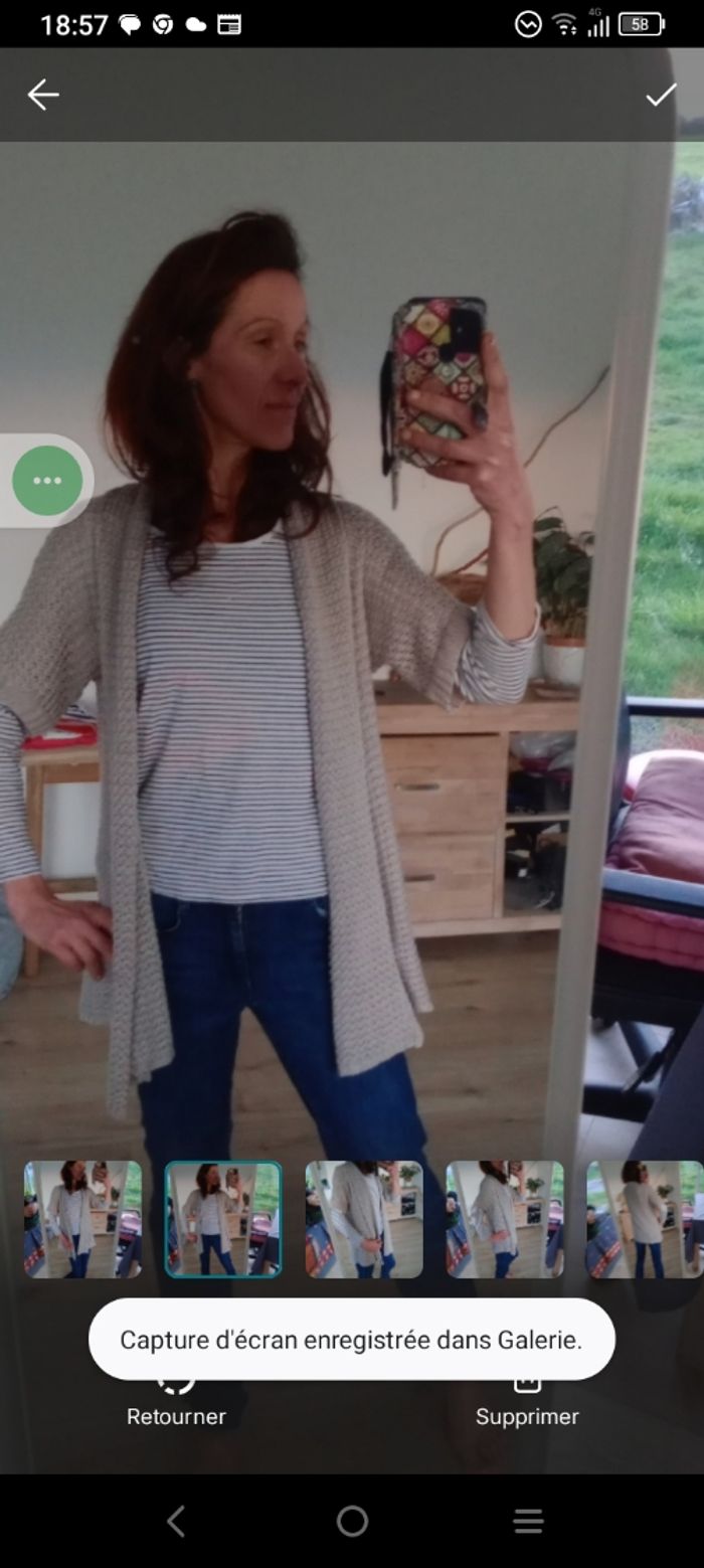 Gilet long 42 sans manches en maille texturée Gris c79 - photo numéro 2